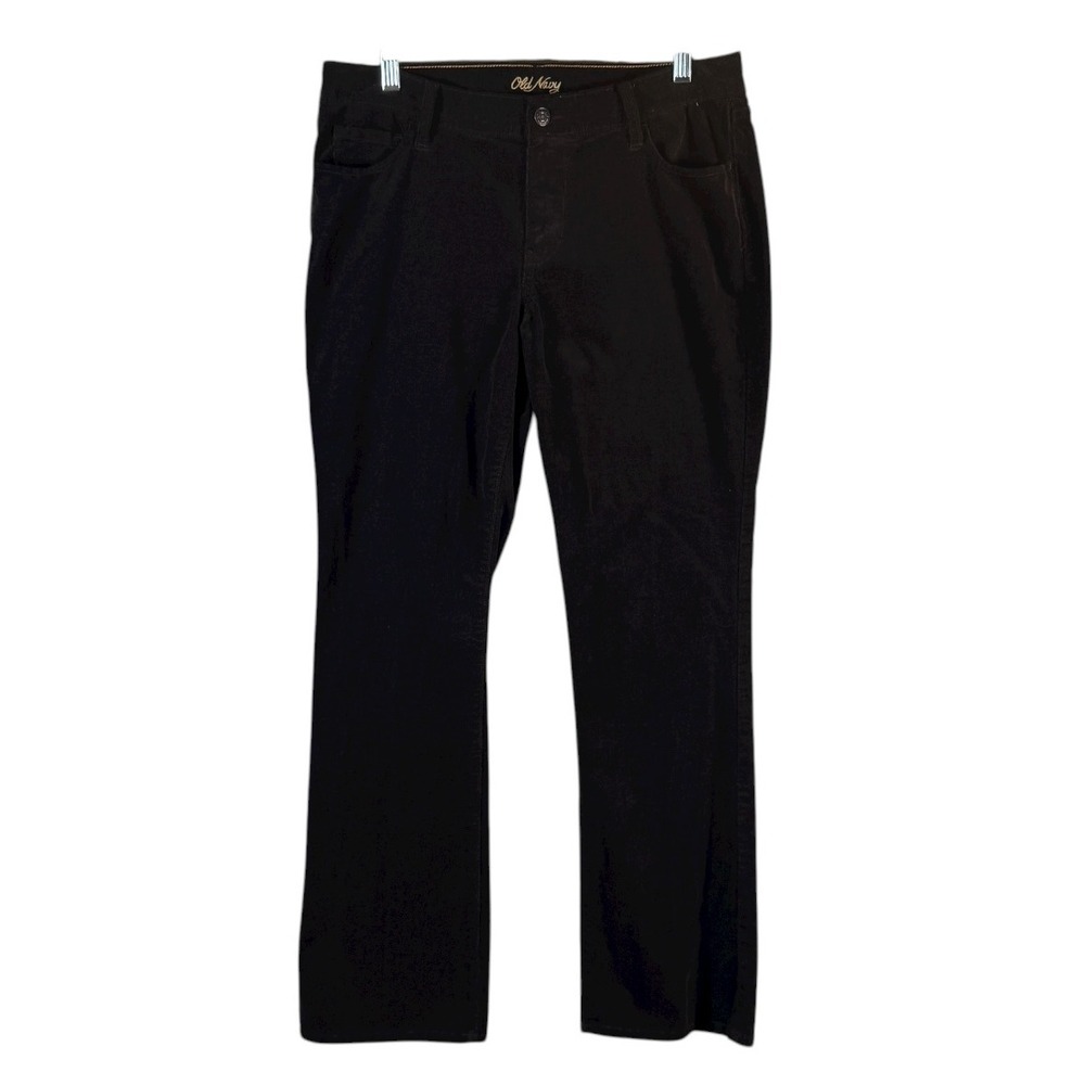 Old Navy Women's 10 Black Corduroy Pants Mid Rise Bootcut Stretch‎ Retro Y2K